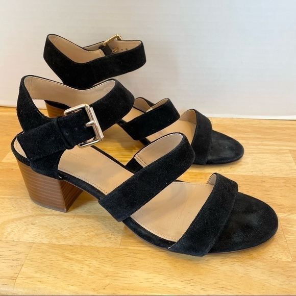 EUC J. Crew black suede heeled sandals - Picture 2 of 9